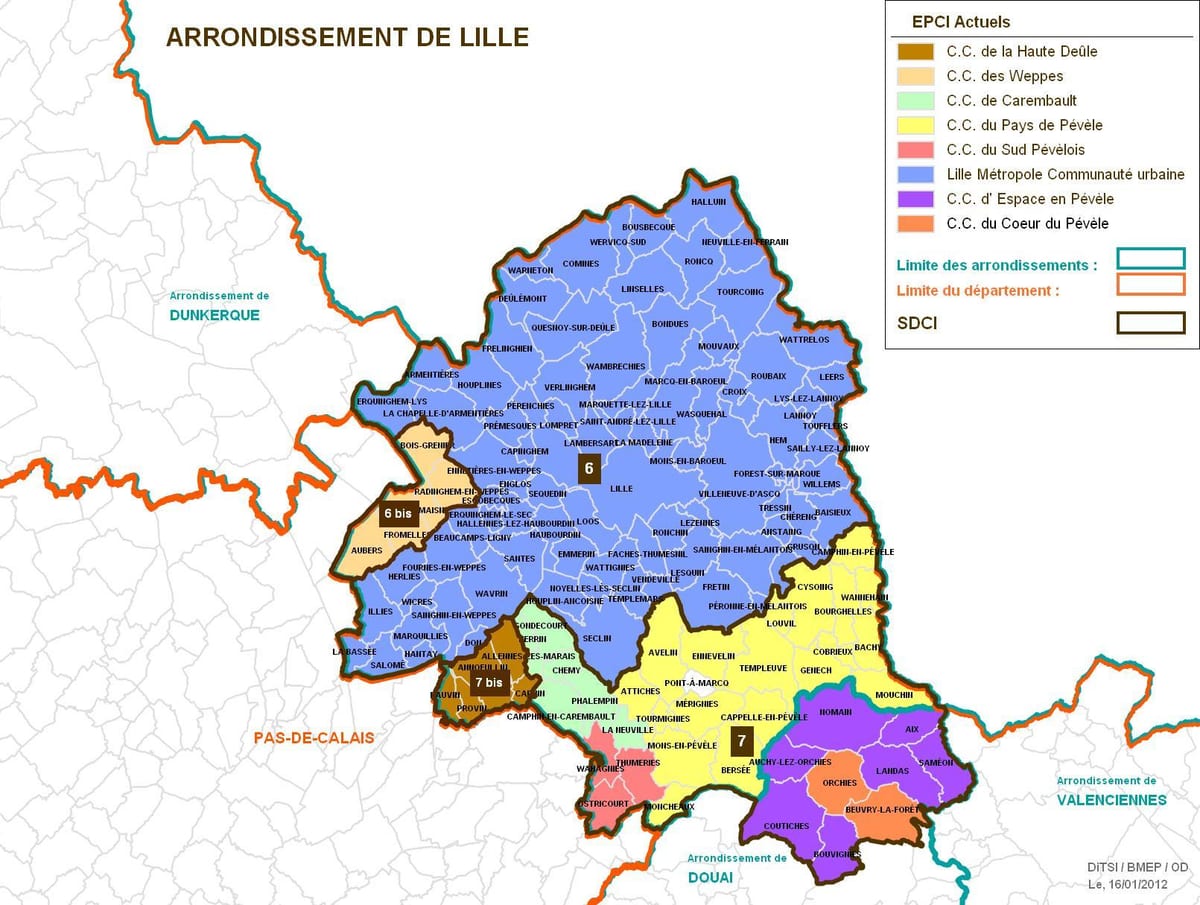 harta arrondissement de Lille