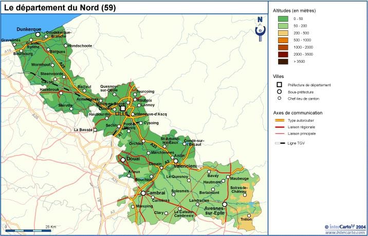 hartă topografică din Lille