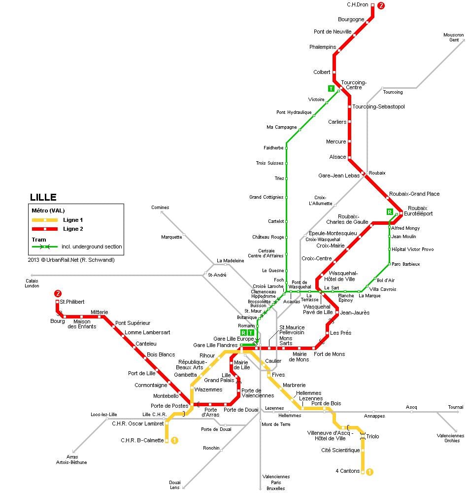 harta tren din Lille