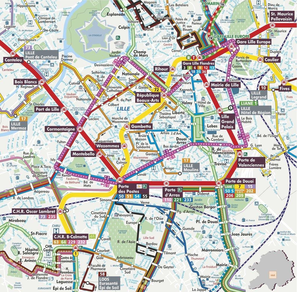 harta strada din Lille, franța