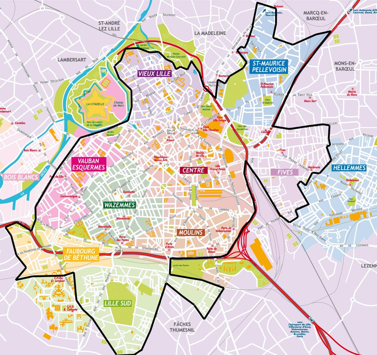 harta Lille suburbie